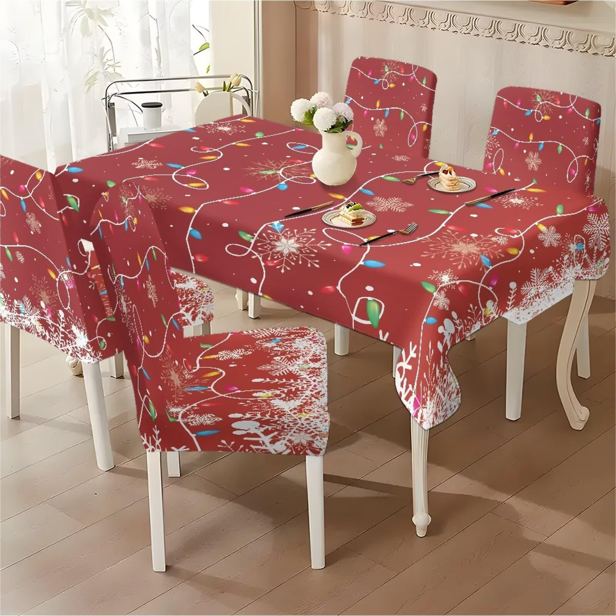 ZDCUSTOM Vintage Table and Chair Covers for Parties Stylish Dining Chairs Cover Washable Cozy Tablecloths Rectangular for Home Party Weeding