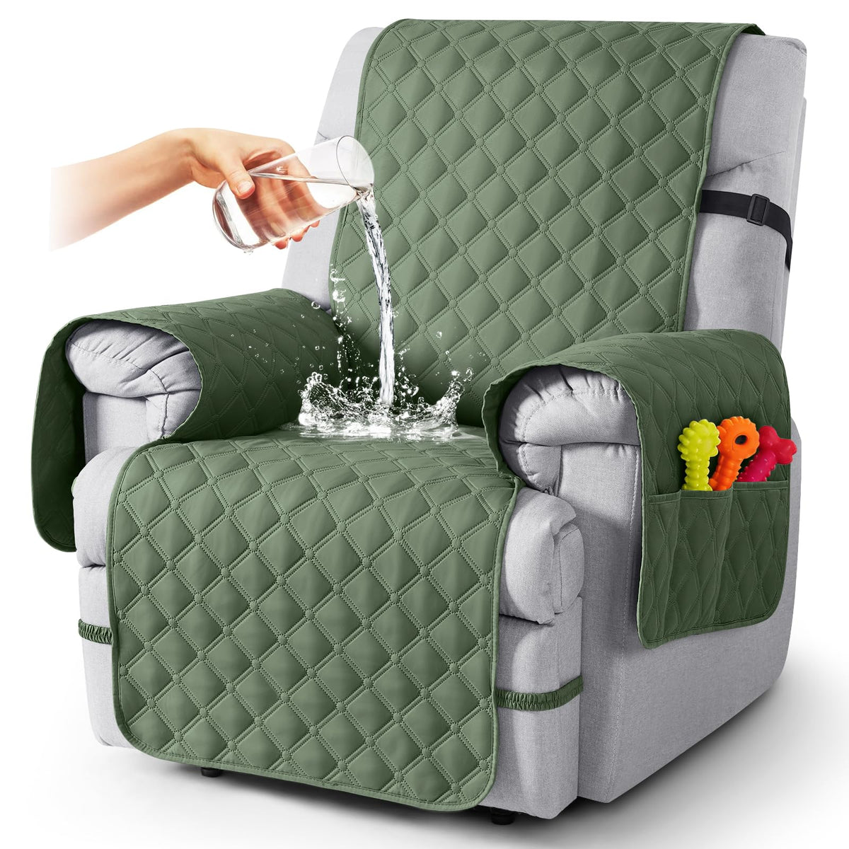 TAOCOCO 100% Waterproof Loveseat Recliner Covers Reversible, Charcoal Gray