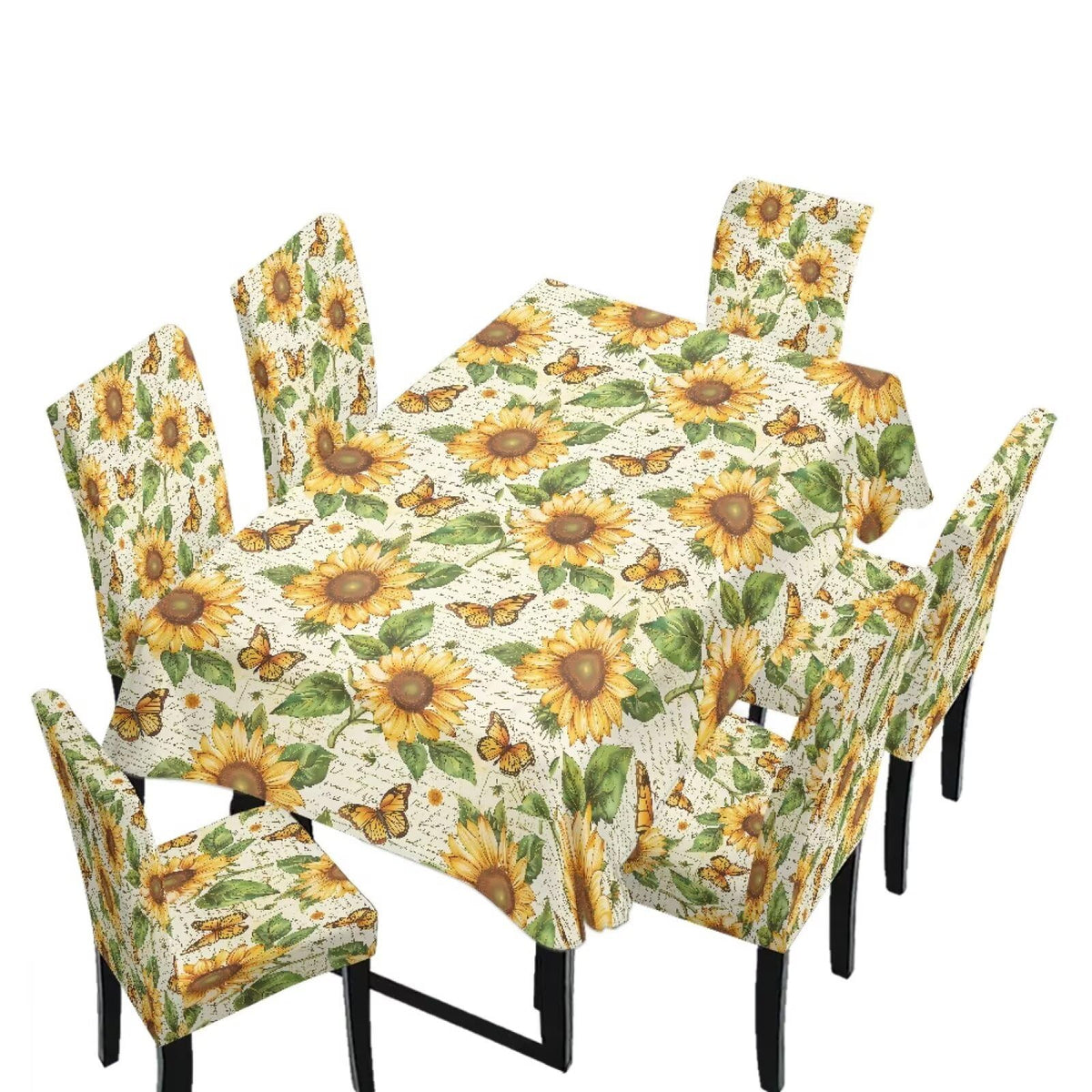Thanksgiving Themed Dining Room Chair Cover and Tablecloths 5 Packs, Fall Leaf Print Kitchen Chair Seat Slipcovers Anti-Wrinkle Table Protector for Thanksgiving Day Party