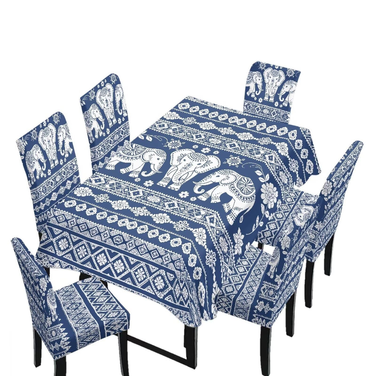 Thanksgiving Themed Dining Room Chair Cover and Tablecloths 5 Packs, Fall Leaf Print Kitchen Chair Seat Slipcovers Anti-Wrinkle Table Protector for Thanksgiving Day Party