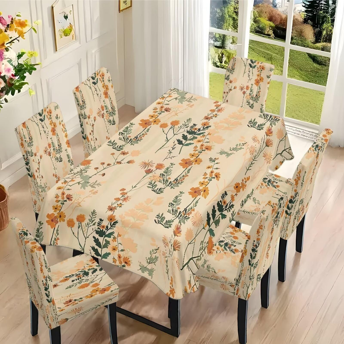 ZDCUSTOM St Patricks Day Table Cloth and Chair Cover Set of 4 Green Tablecloths Rectangular Festive Chair Covers for Dining Chairs St. Patrick’s Day Decoration