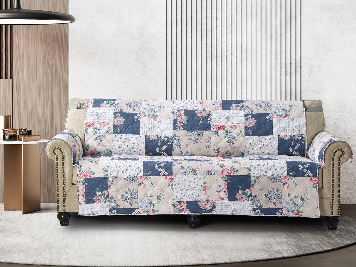 Brilliant Sunshine Multi Grey Stripes Couch Loveseat Slip Cover for Dogs