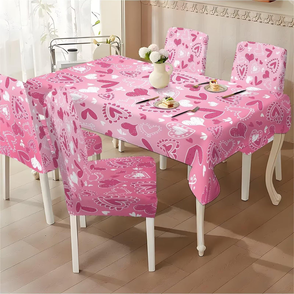 ZDCUSTOM St Patricks Day Table Cloth and Chair Cover Set of 4 Light Green Tablecloths Rectangular Clover Chair Covers for Dining Chairs Stain Resistant Decoration