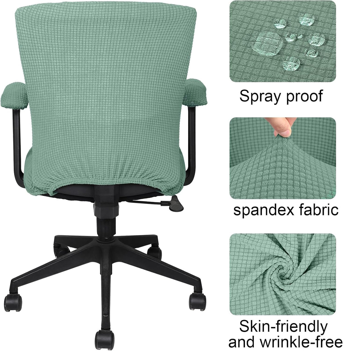 Tallew 4 Pcs Office Chair Covers Stretchable Armrest Seat,XL,Pea Green