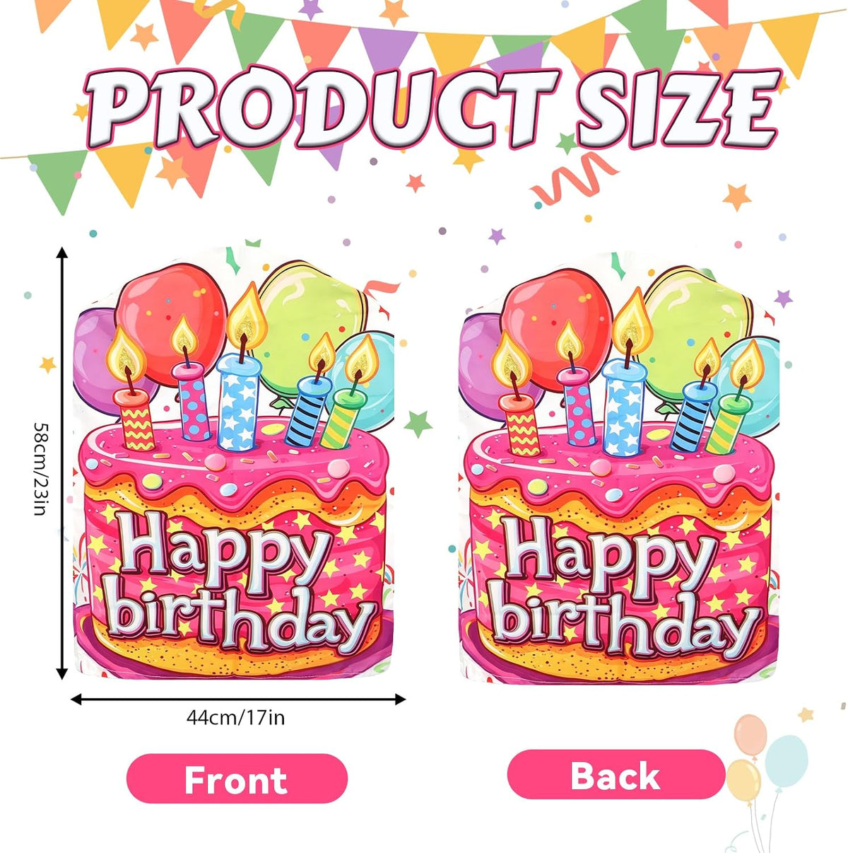 2 Pack Happy Birthday Chair Cover 17x23 Inch Double Side