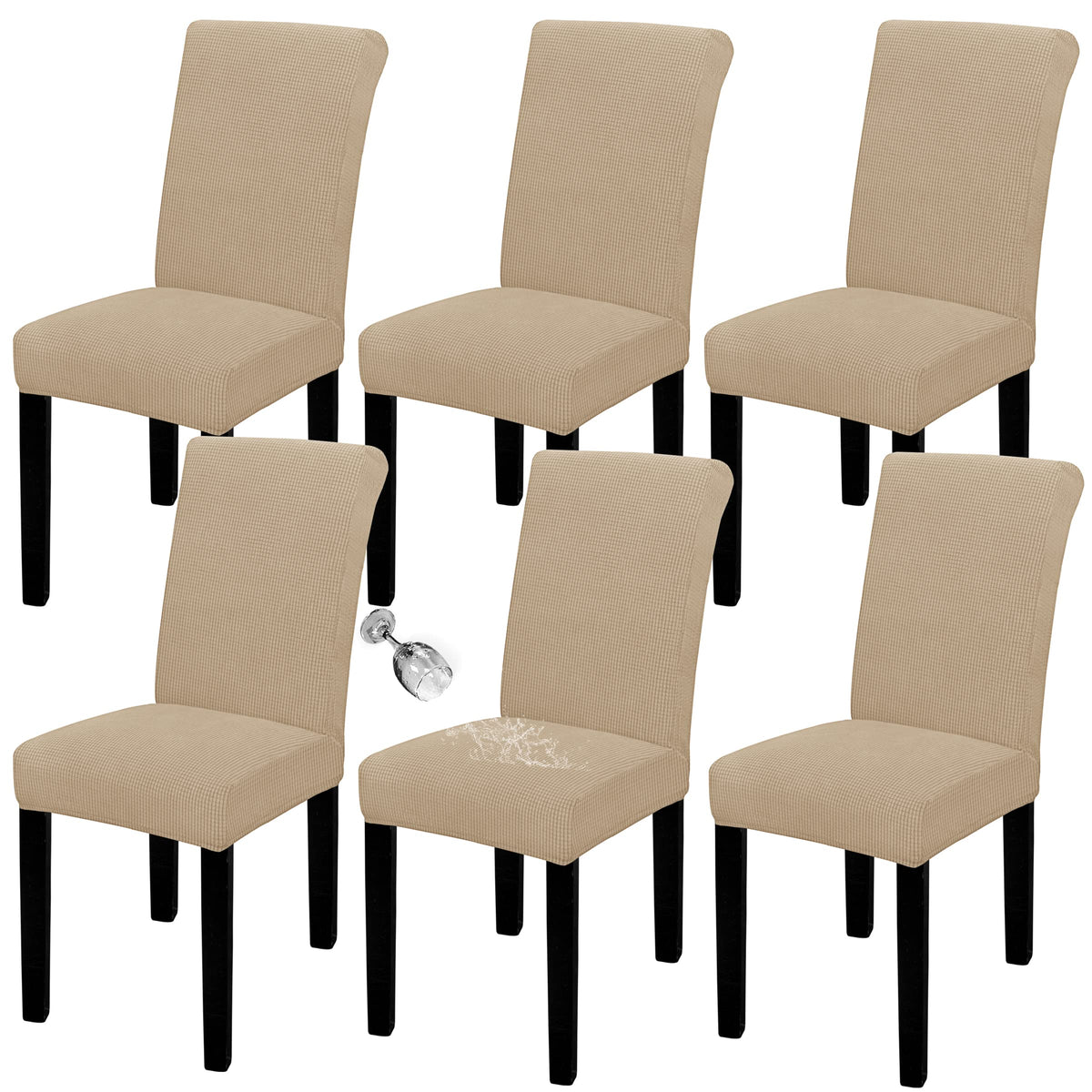 Easy-Going 100% Waterproof Dining Room Chair Covers Set of 6, Large