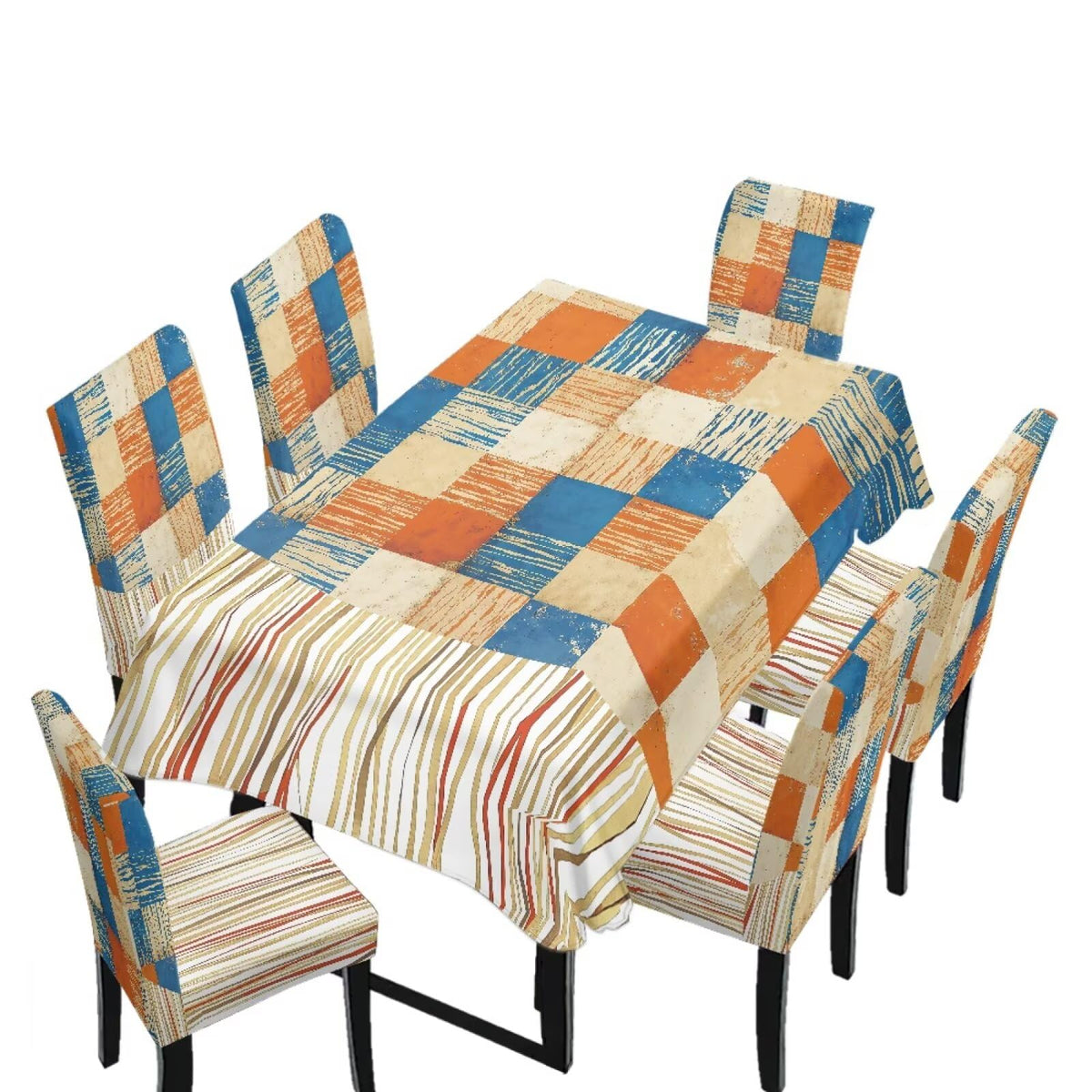 Stain Resistant Tablecloths and Dining Seat Covers Set of 5, Kitchen Chair Slipcovers Washable Table Slipcover Chair Seat Covers for Kitchen Restaurant, Chicken Cactus Print