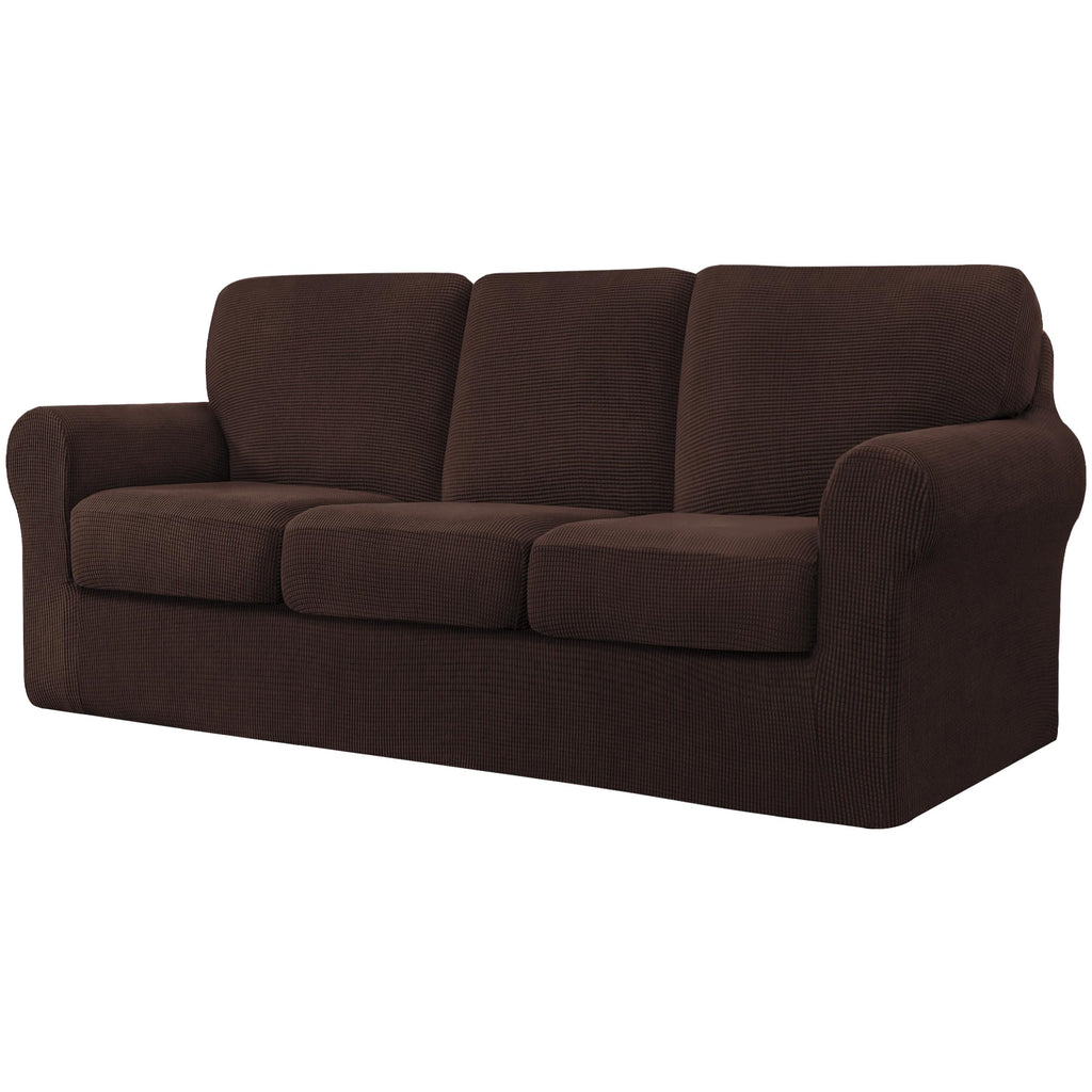 CHUN YI 5 Piece Stretch Couch Covers for Sofa, Loveseat, Khaki