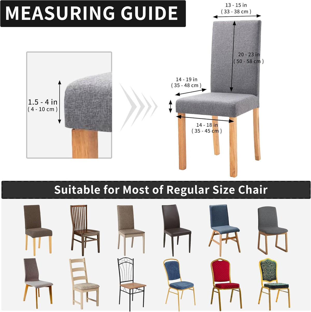 Easy-Going 100% Waterproof Dining Room Chair Covers Set of 6, Large