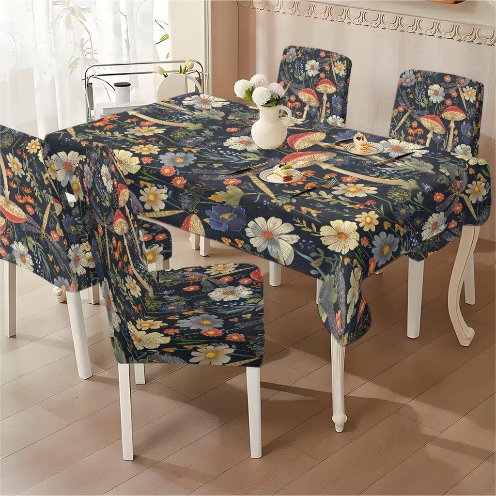 ZDCUSTOM Valentines Table Cloth and Chair Cover Set of 4 Romantic Tablecloths Rectangular Pink Chair Covers for Dining Chairs Stain Resistant Decoration
