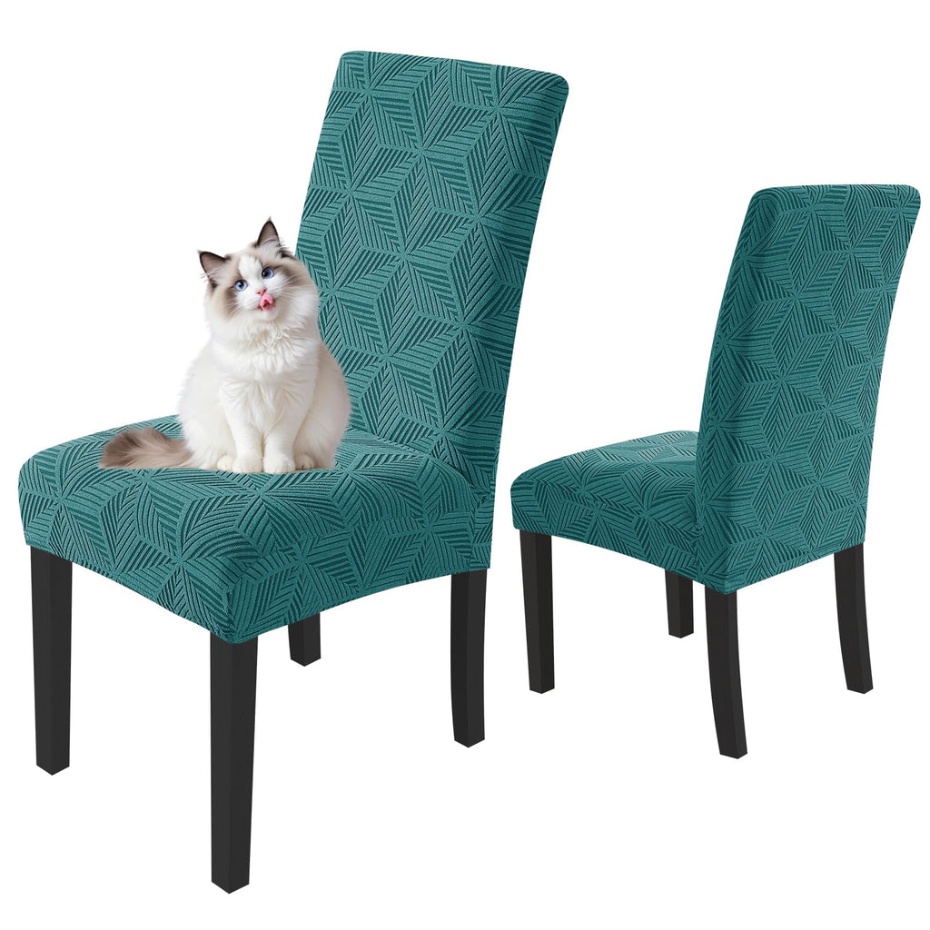 YEMYHOM 2 Packs Latest Checkered Dining Chair Slipcover Parsons Chair Furniture Protector Stretch Chair Covers for Dining Room, Restaurant, Kitchen, Party (Light Gray)