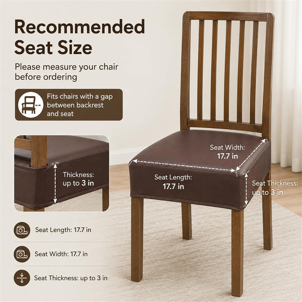 NILUOH Waterproof Seat Covers for Dining Room Chairs, 4 Pack Coffee