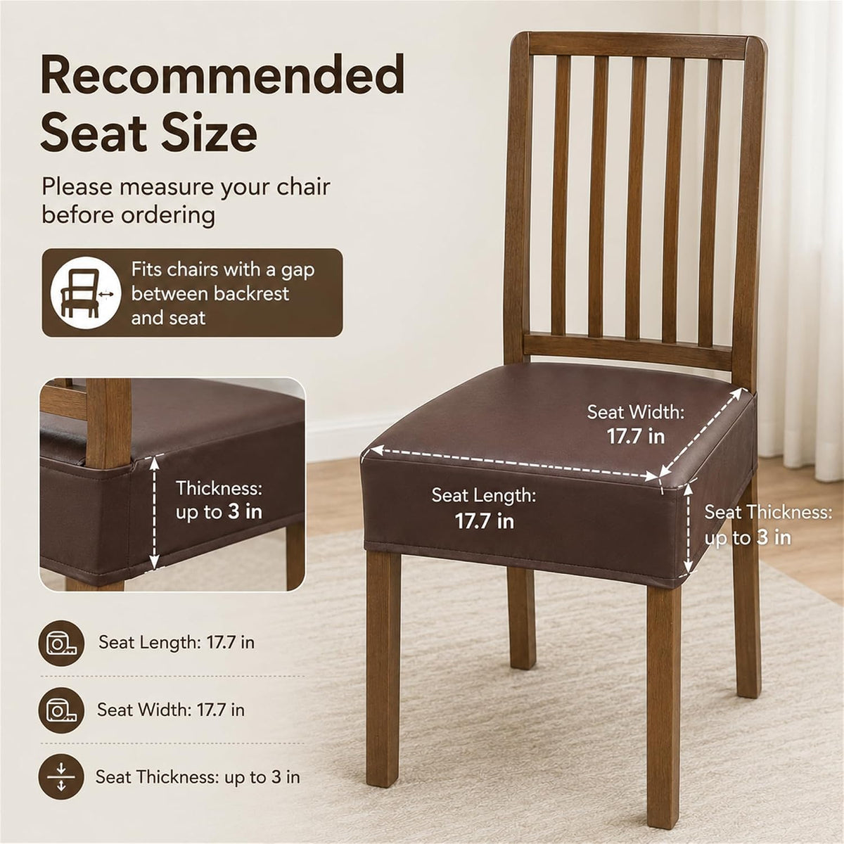 NILUOH Waterproof Seat Covers for Dining Room Chairs, 4 Pack Coffee