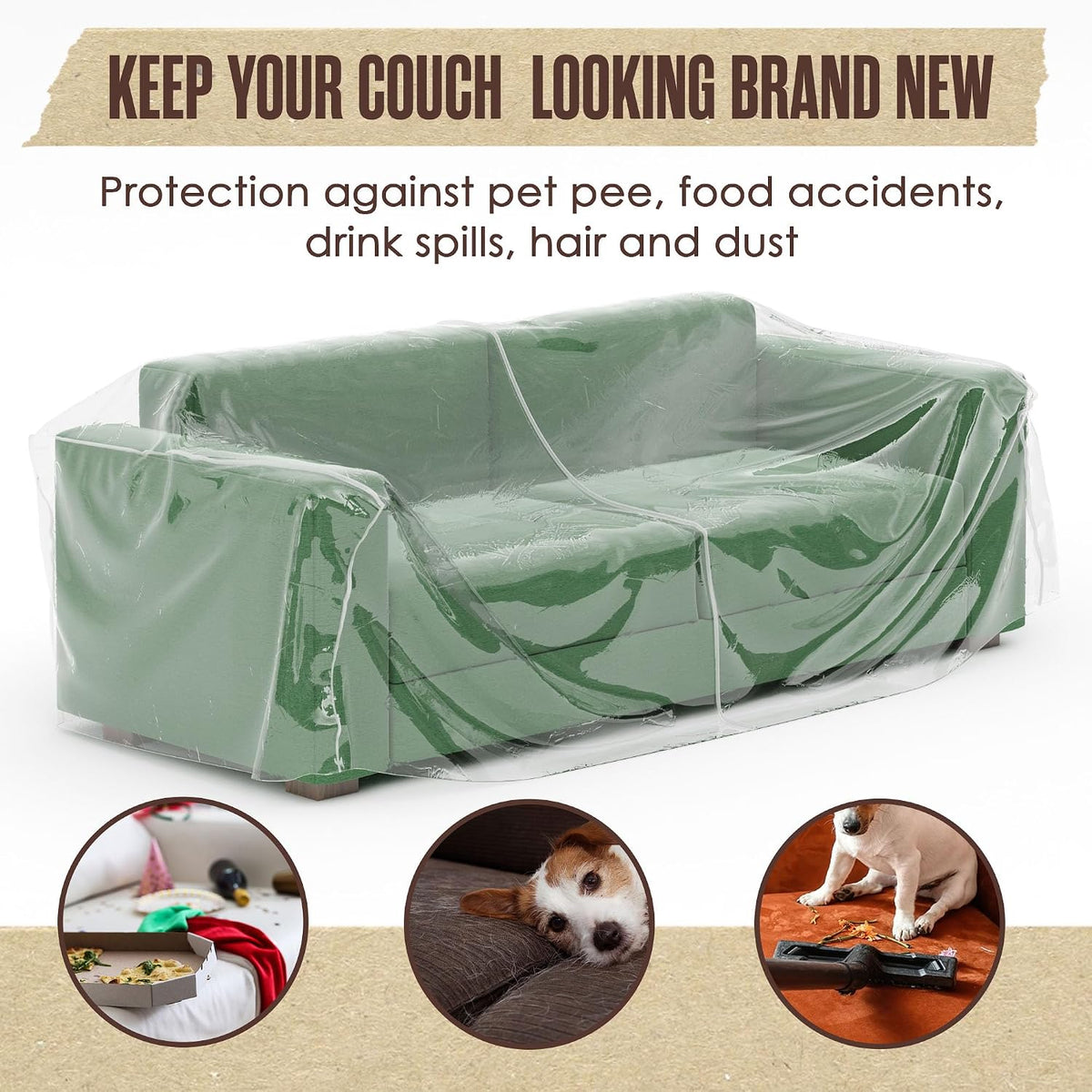 Plastic Couch Cover, Plastic Couch Covers for Pets, Cats, 84.5x40 x 36 IN