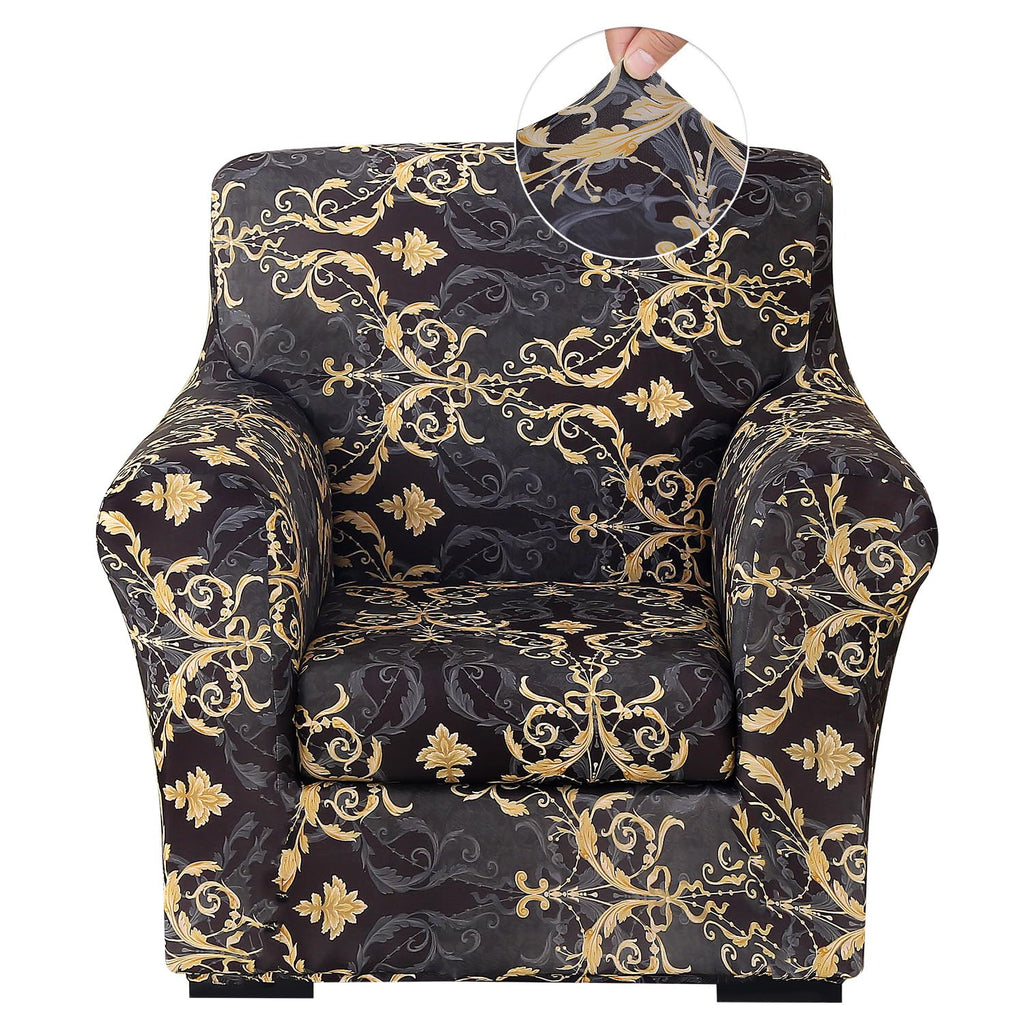 Stretch Printed Sofa Cover Couch Covers, 4-PieceLoveseat Slipcovers with 2 Separate Cushion Cover & 1 Pillow Case, Washable Soft Spandex Furniture Protector for Living Room(Loveseat, Flower)