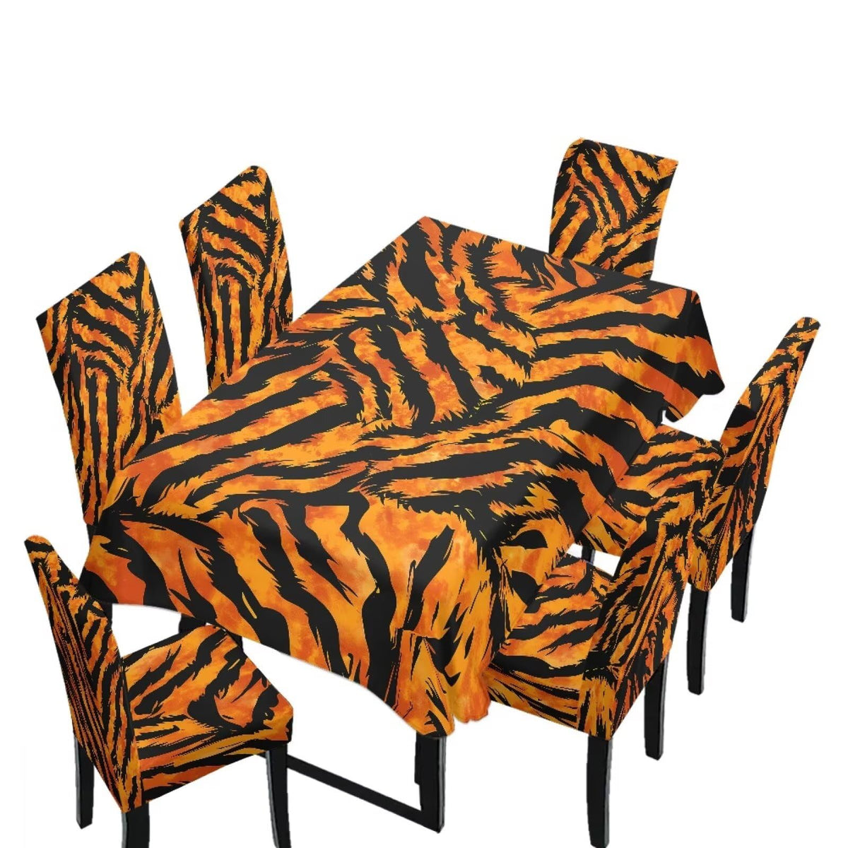 Thanksgiving Themed Dining Room Chair Cover and Tablecloths 5 Packs, Fall Leaf Print Kitchen Chair Seat Slipcovers Anti-Wrinkle Table Protector for Thanksgiving Day Party