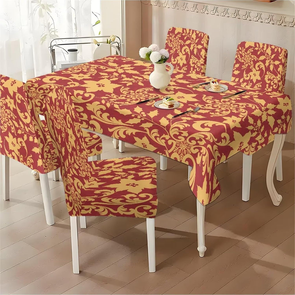 Poinsettia Dining Table & Chair Cover Set for Christmas, Stretch