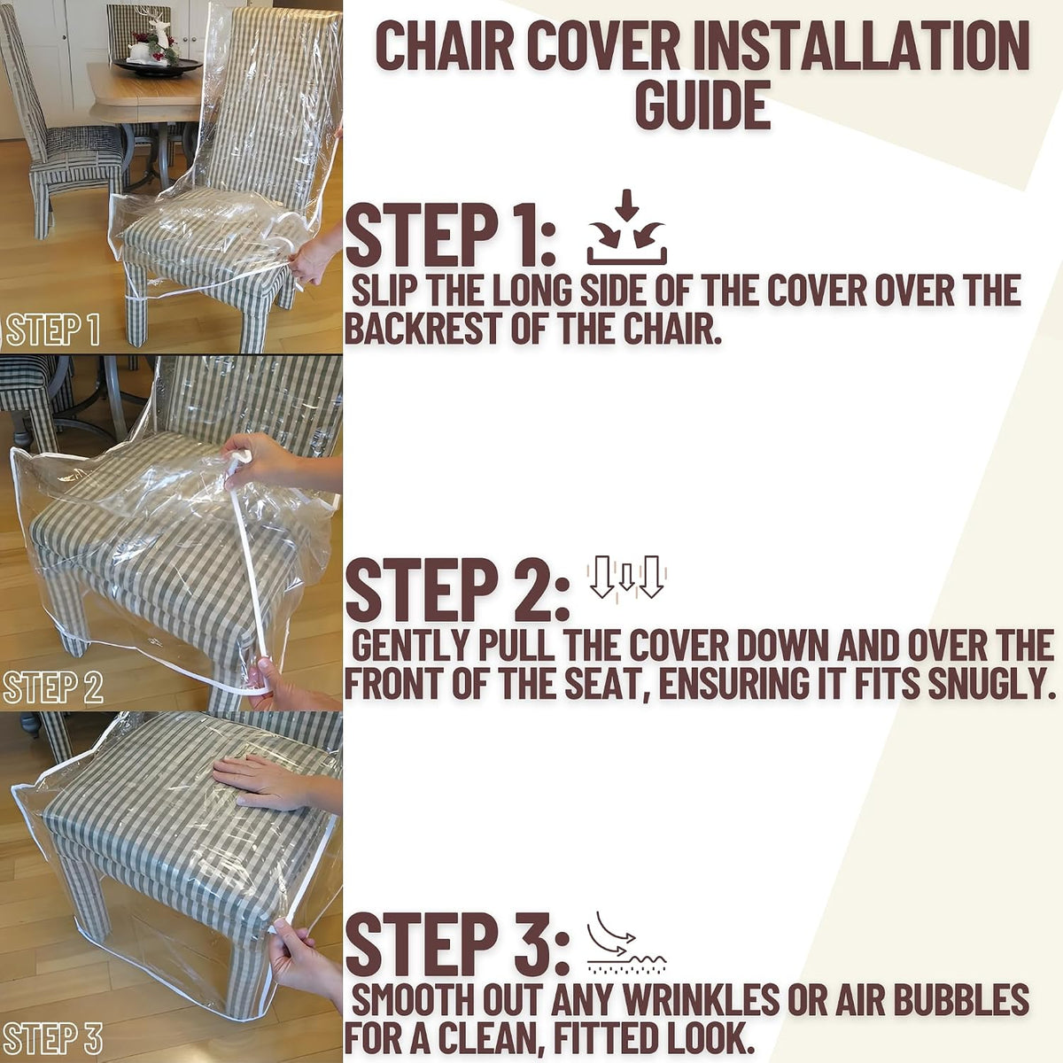 Evelots 6-Pack Clear PVC Dining Chair Covers, Spill-Resistant Protectors