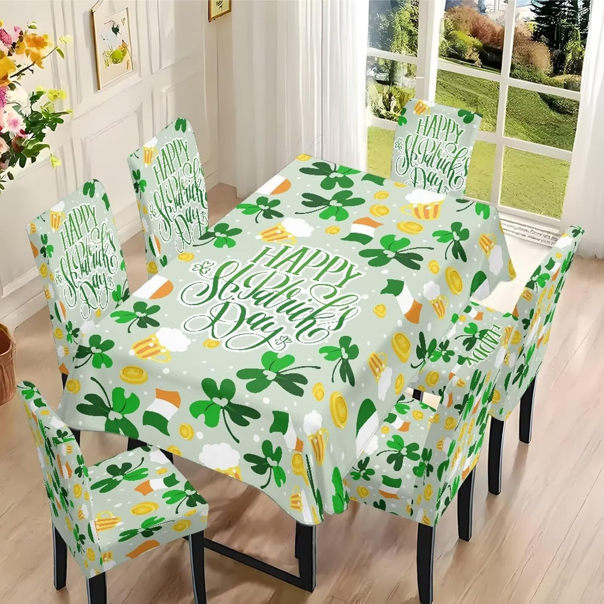 ZDCUSTOM Cozy Dining Chair Covers Tablecloths Rectangular & Table and Chair Covers for Parties Washable Sunflower Dining Room Decor Universal Fit
