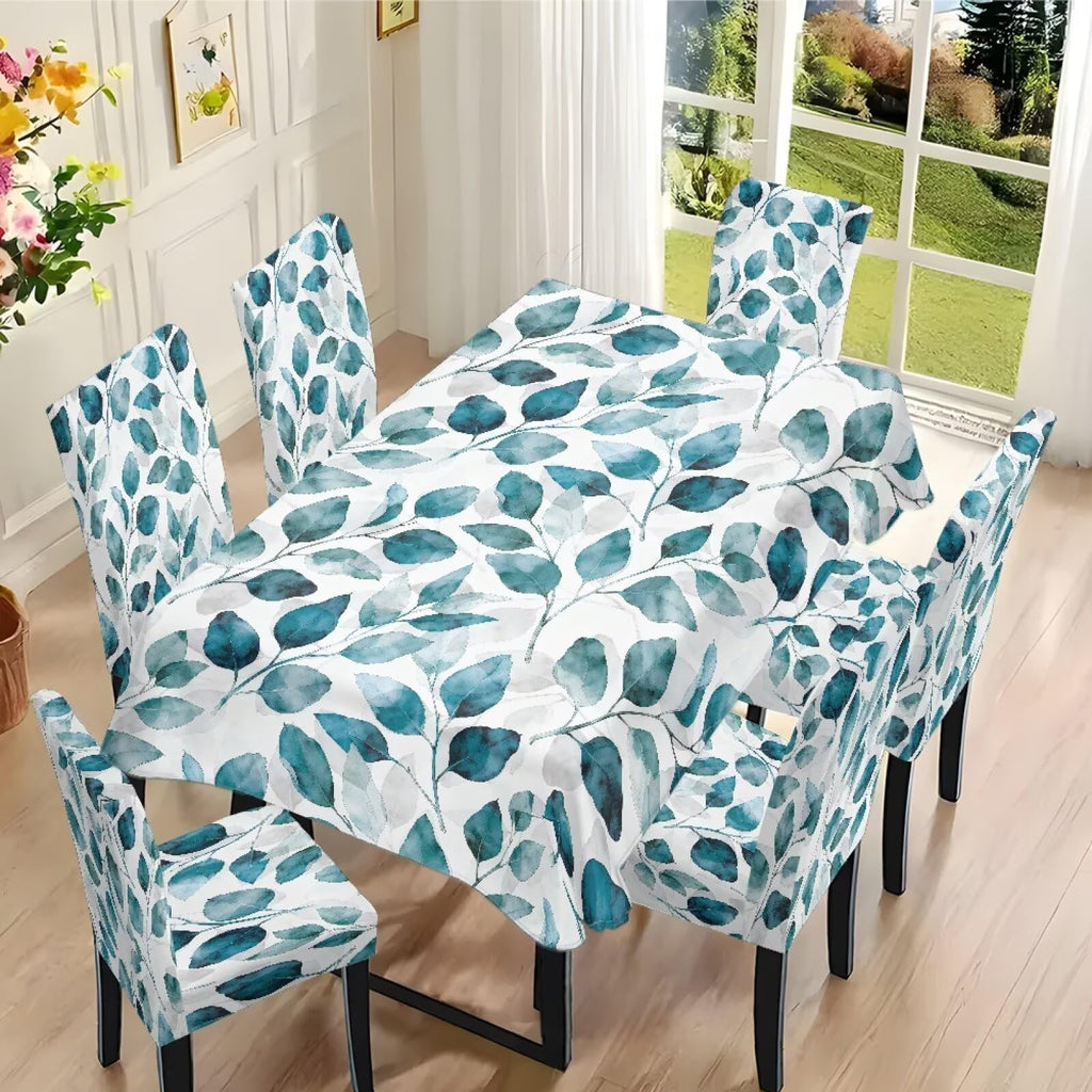 ZDCUSTOM St Patricks Day Table Cloth and Chair Cover Set of 4 Light Green Tablecloths Rectangular Clover Chair Covers for Dining Chairs Stain Resistant Decoration
