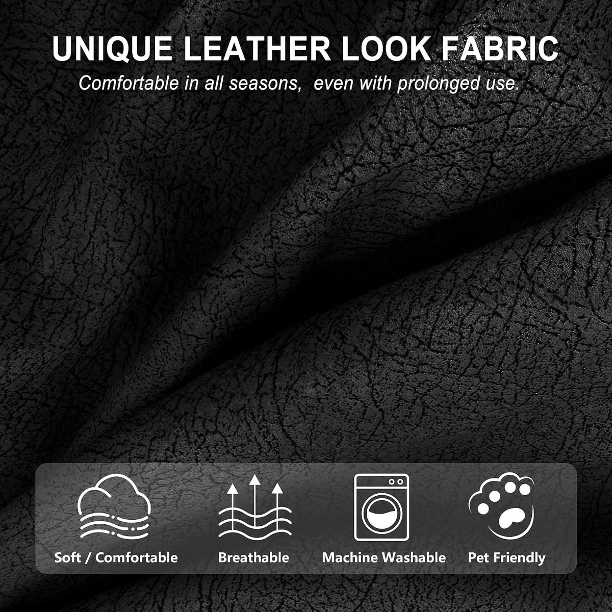 ANARACHON Leather Look Loveseat Recliner Cover, 6-Pieces Stretch Dual Recliner Sofa Covers, Soft Reclining Couch Slipcover, Washable Furniture Protector for Pets (2 Seater,256 Black)