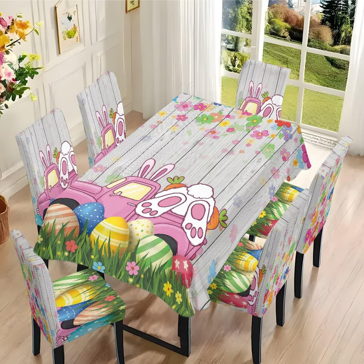ZDCUSTOM Vintage Table and Chair Covers for Parties Stylish Dining Chairs Cover Washable Cozy Tablecloths Rectangular for Home Party Weeding