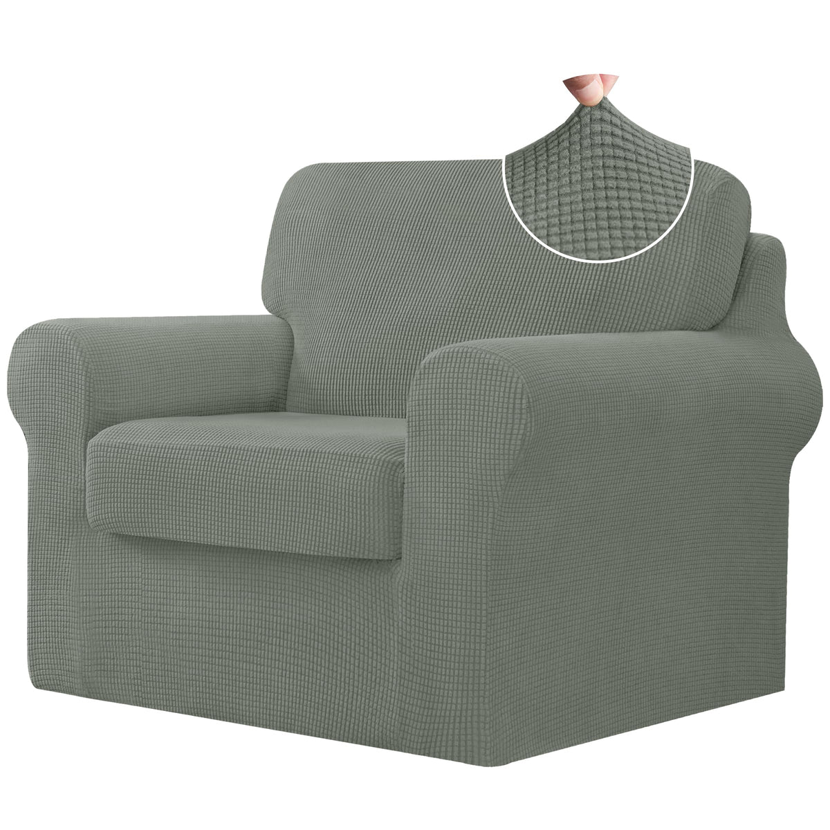 CHUN YI 5 Piece Stretch Couch Covers for Sofa, Loveseat, Grey
