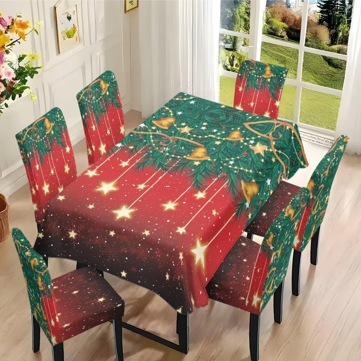 ZDCUSTOM Vintage Table and Chair Covers for Parties Stylish Dining Chairs Cover Washable Cozy Tablecloths Rectangular for Home Party Weeding