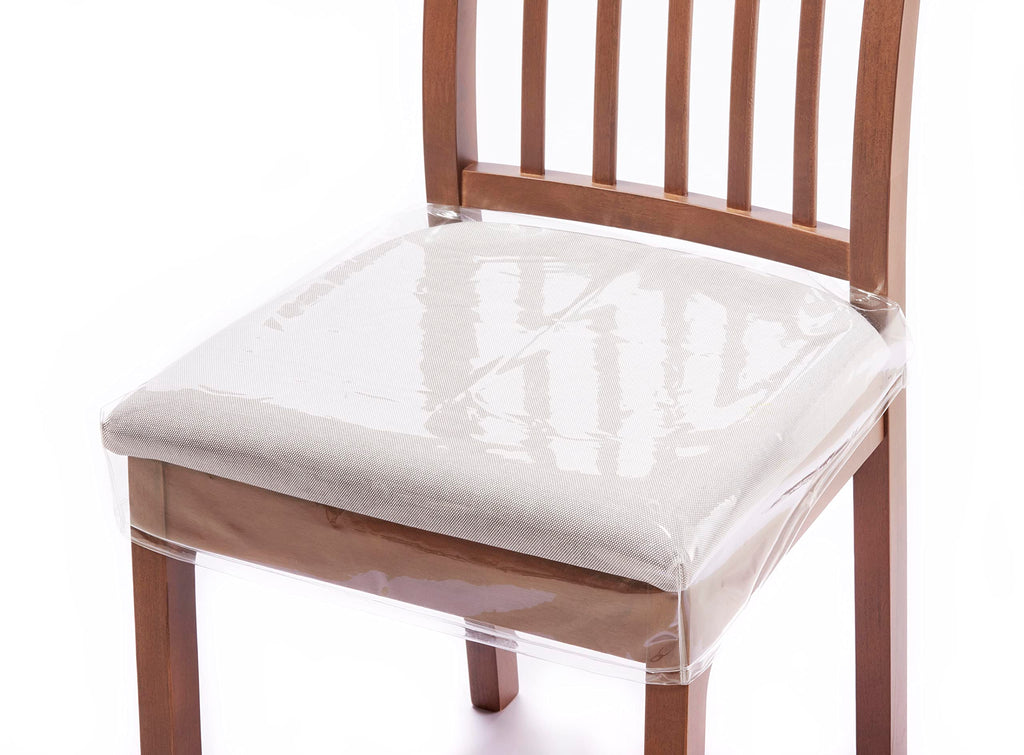 4 Pack Plastic Dining Chair seat Covers/slipcovers with Adjustable Belt Strap (20‘’ W x 17‘’D x 4‘’H)