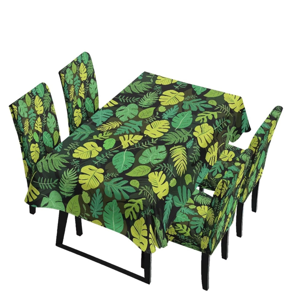 Thanksgiving Themed Dining Room Chair Cover and Tablecloths 5 Packs, Fall Leaf Print Kitchen Chair Seat Slipcovers Anti-Wrinkle Table Protector for Thanksgiving Day Party