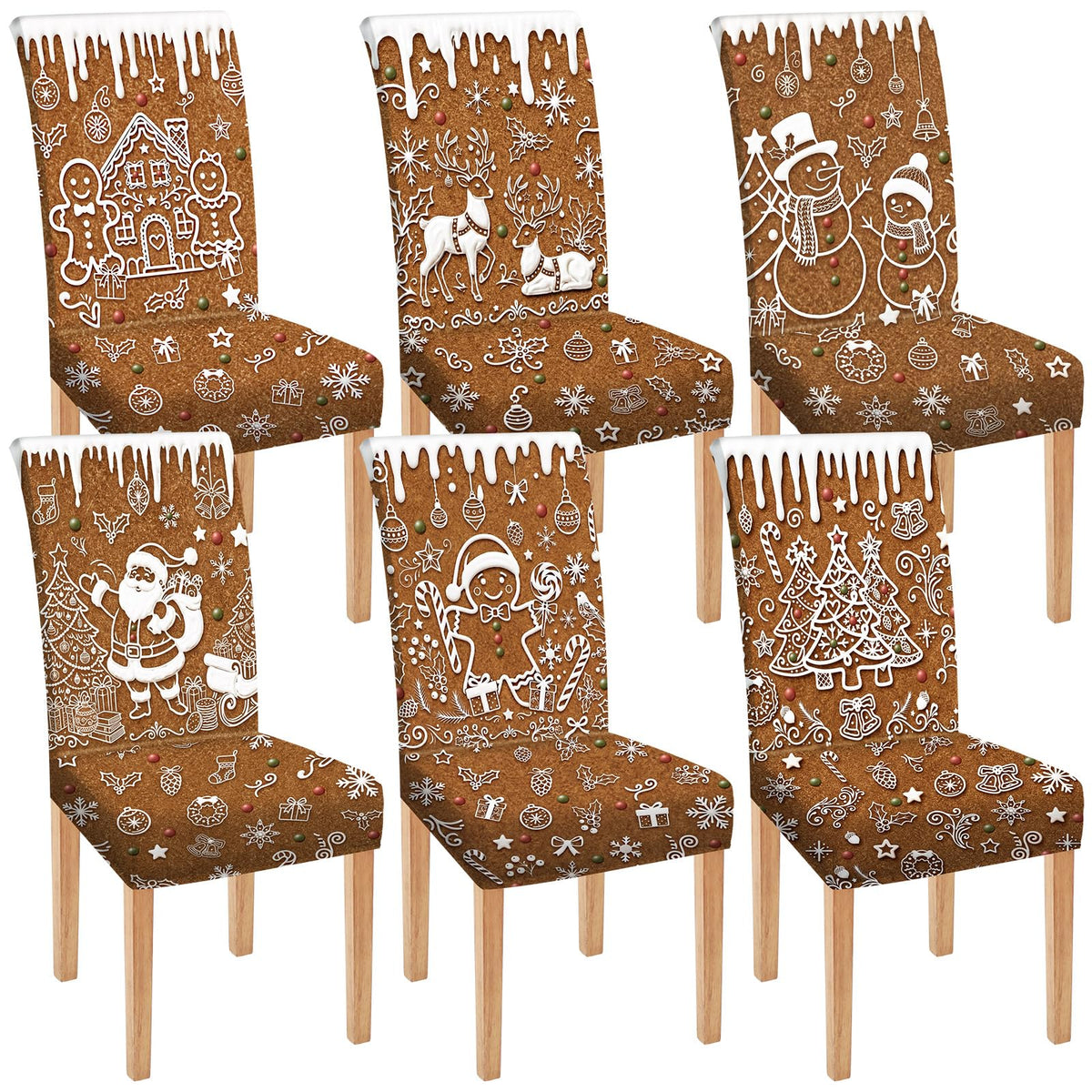Moukeren 6 Pcs Halloween Chair Covers Scary Dining Chair Slipcovers
