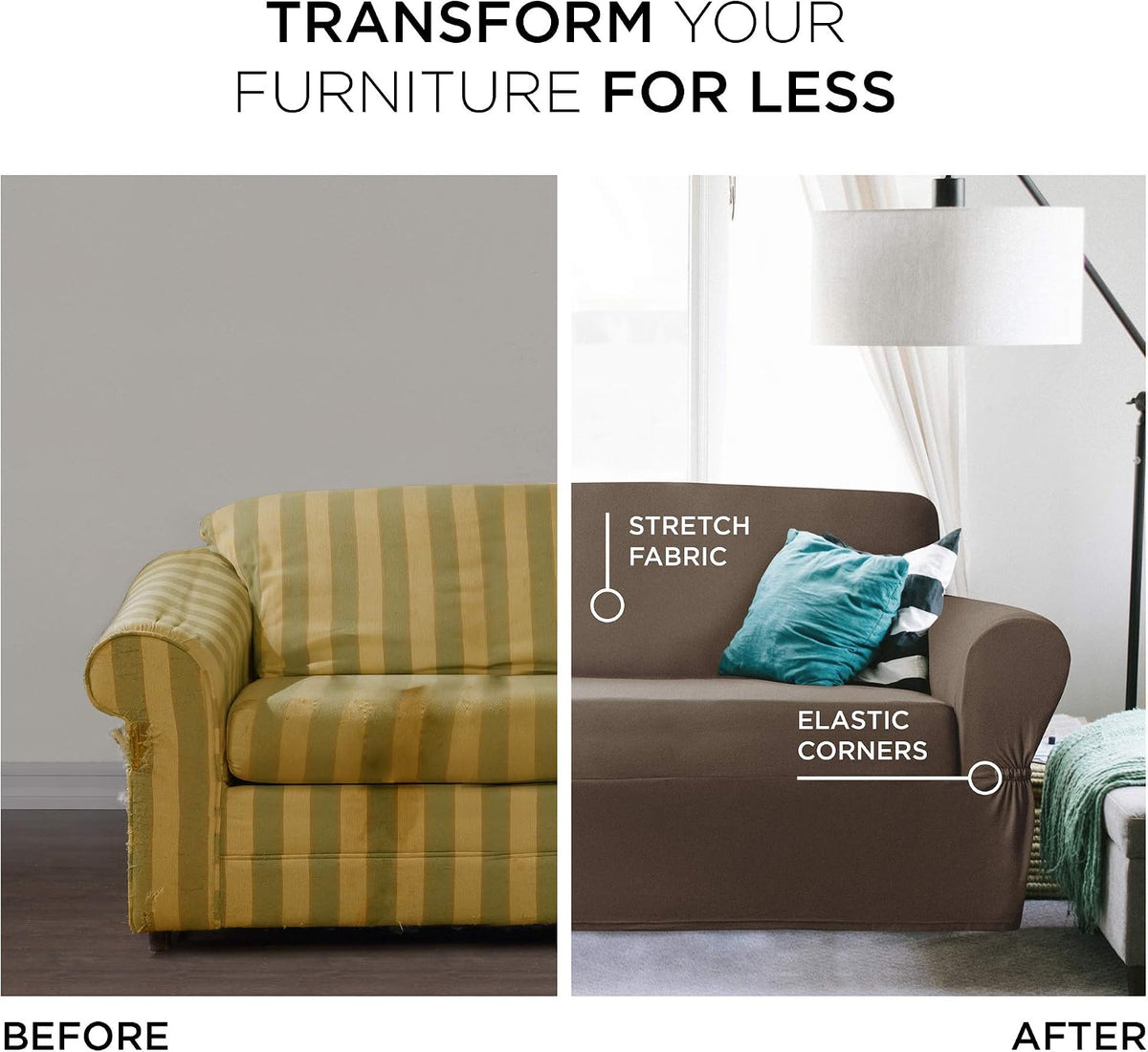Zenna Home, Chocolate/Brown Furniture Cover: Stretch Plush 1-Piece Loveseat Slipcover (EFCLSTCH)