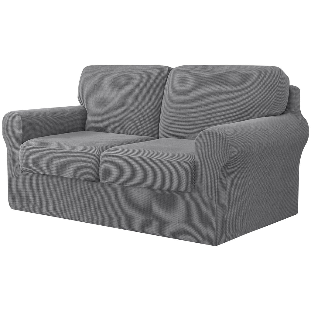 CHUN YI 5 Piece Stretch Couch Covers for Sofa, Loveseat, Grey