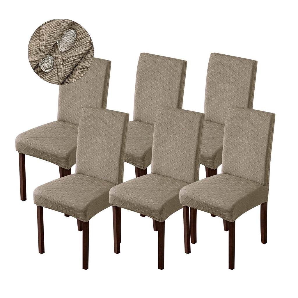 Genina Waterproof Chair Covers for Dining Room Dining Chair Covers Kitchen Parsons Chair Cover (Beige, 4 PCS)