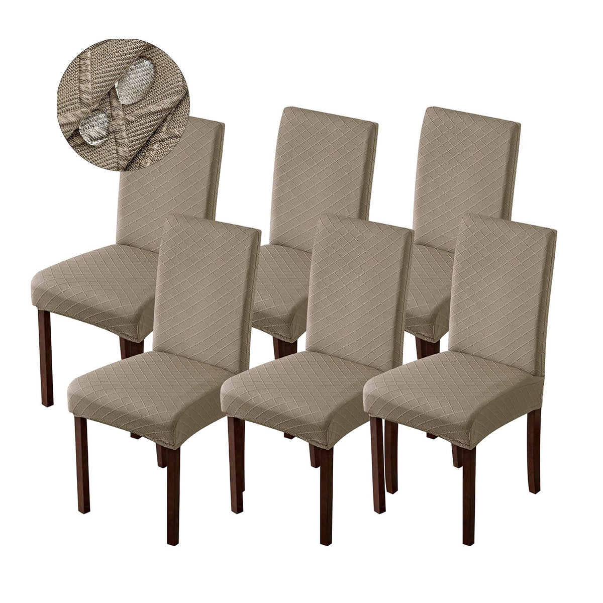 Genina Waterproof Chair Covers for Dining Room Dining Chair Covers Kitchen Parsons Chair Cover (Beige, 4 PCS)