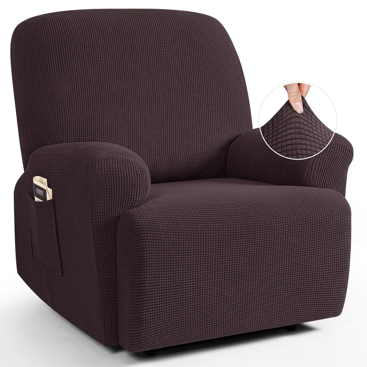 TAOCOCO Stretch Loveseat Recliner Covers 6 Piece, Charcoal Grey