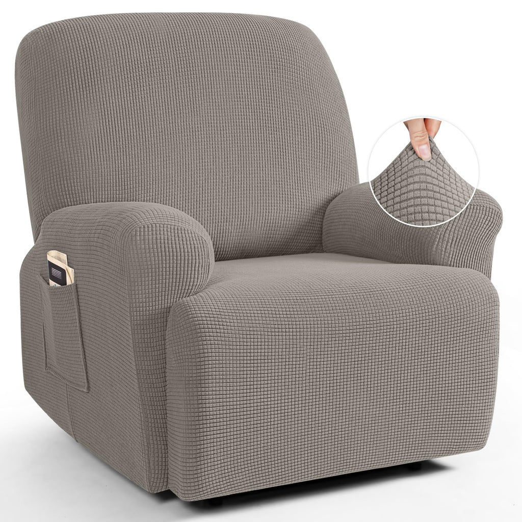 TAOCOCO Stretch Loveseat Recliner Covers 6 Piece, Charcoal Grey