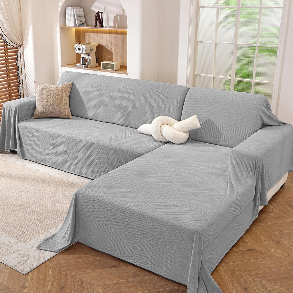 Couch Cover for Dogs, Loveseat 2 Cushion Sofa Cover, Light Grey