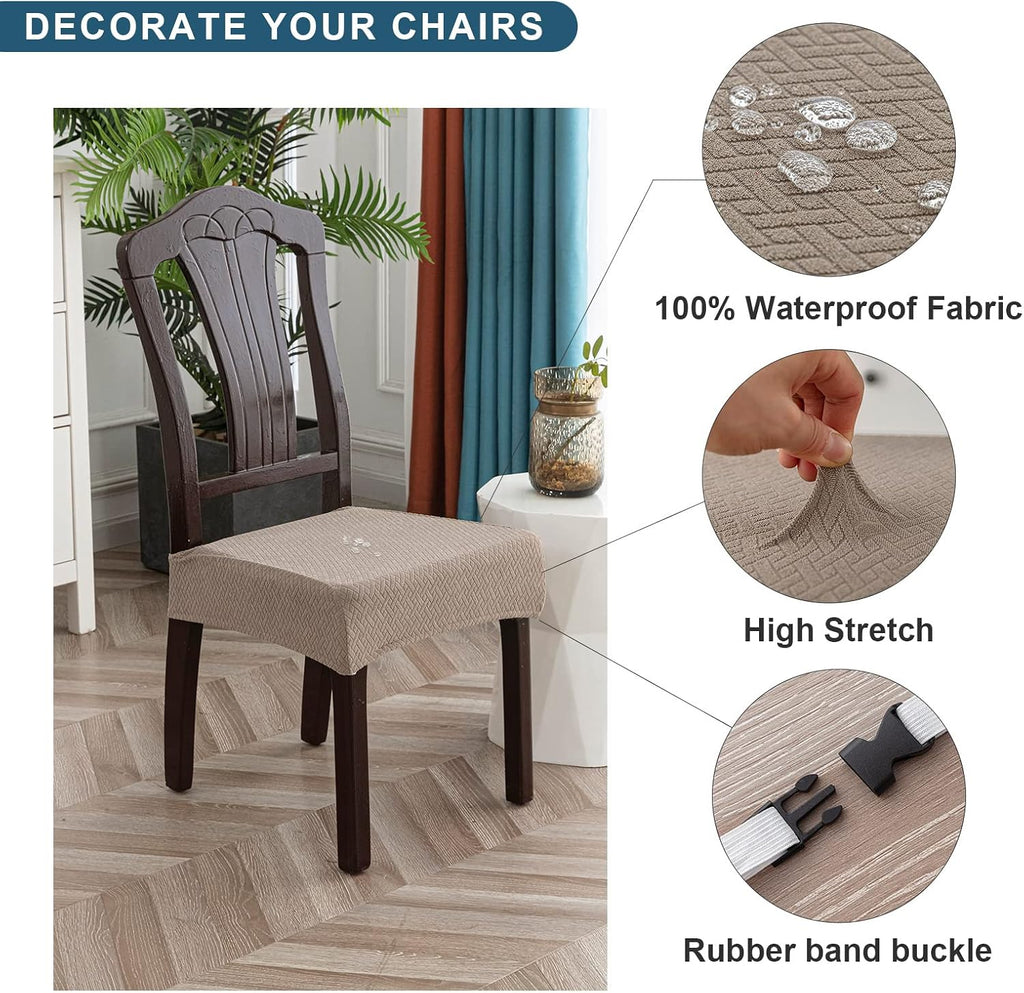 Genina Waterproof Seat Covers for Dining Room Chairs, Rear Covered