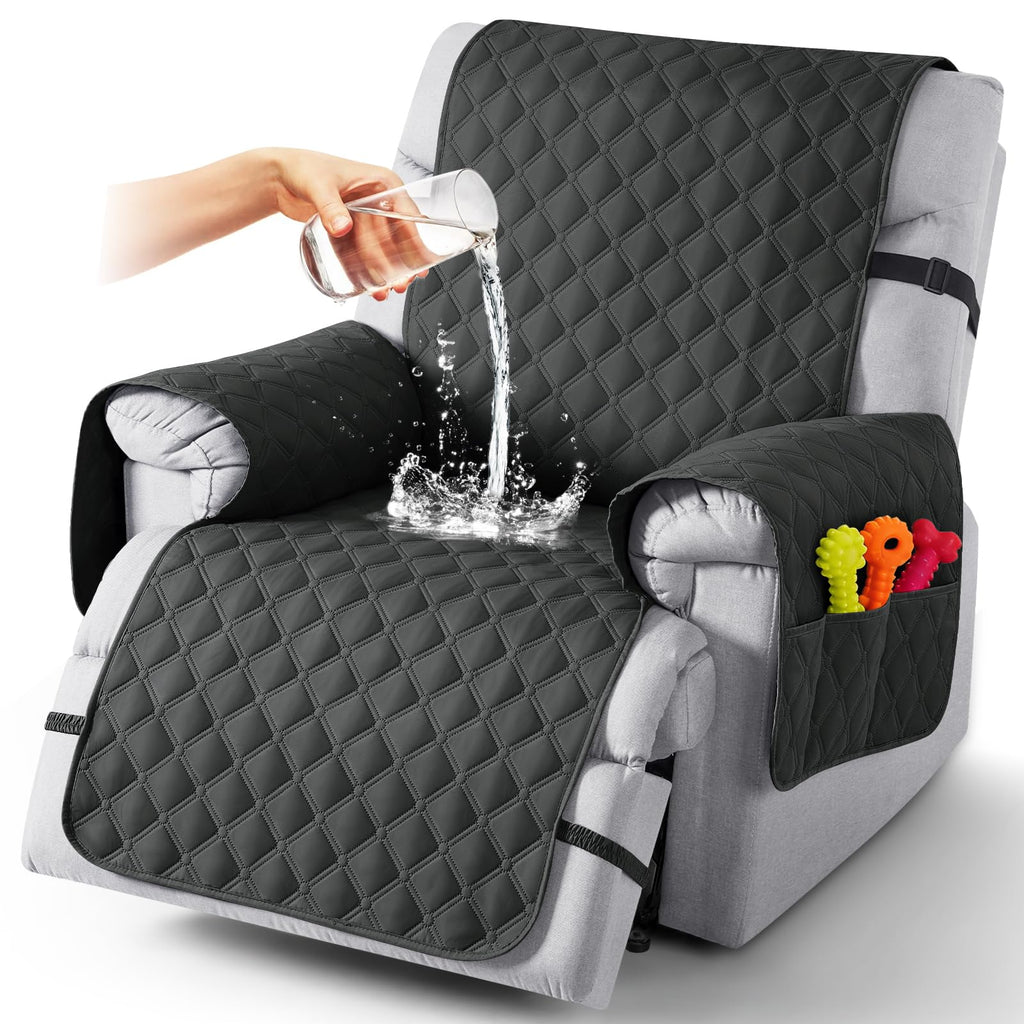 TAOCOCO 100% Waterproof Loveseat Recliner Covers Reversible, Charcoal Gray