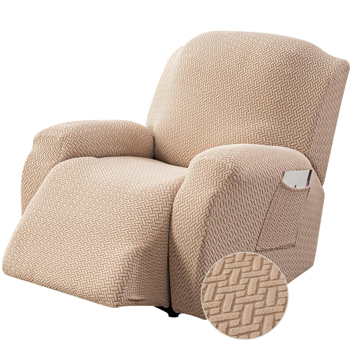 Genina Recliner Loveseat Covers with Console,2 Seater,Beige