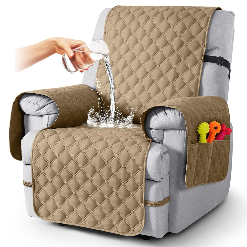 TAOCOCO 100% Waterproof Loveseat Recliner Covers Reversible, Charcoal Gray