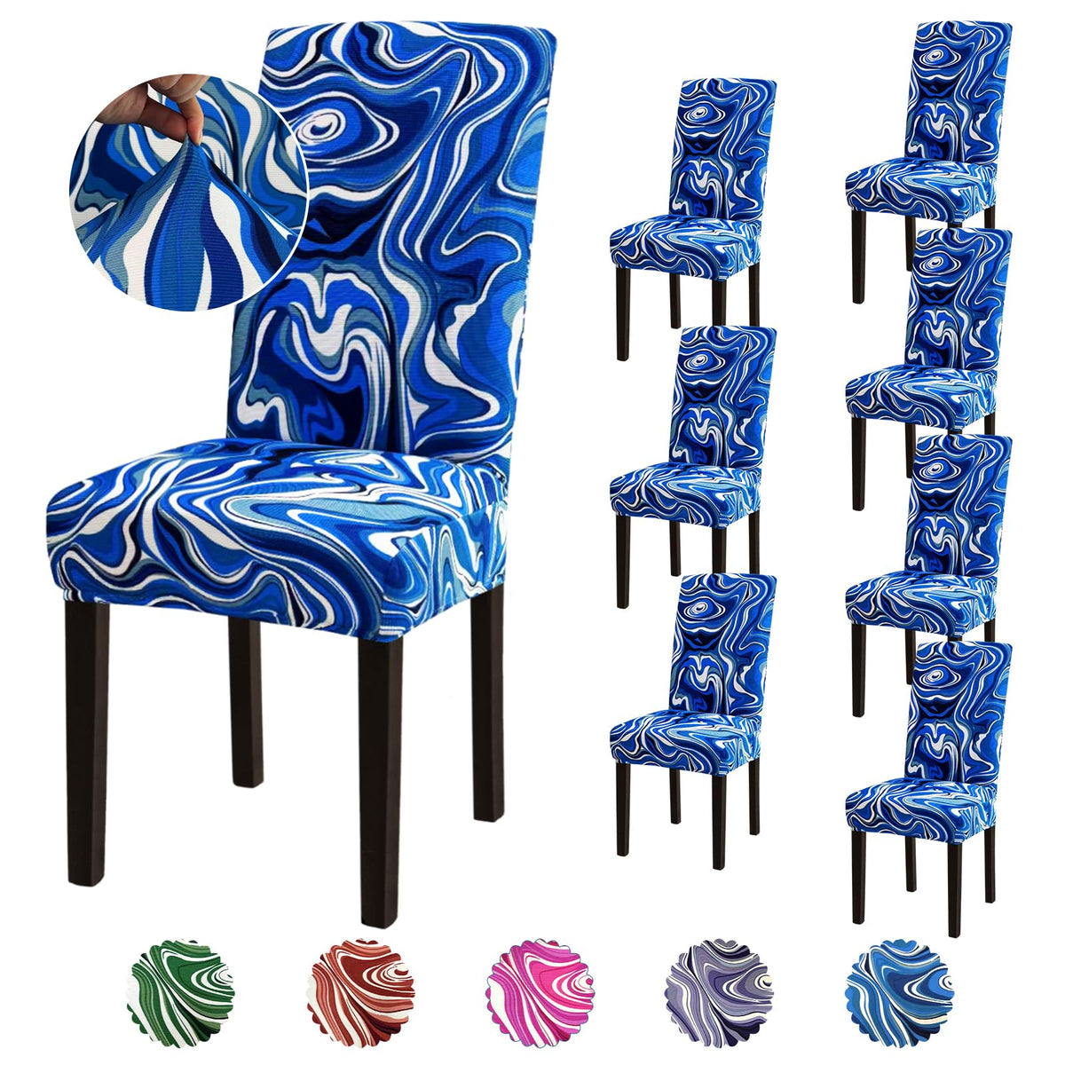 Stretch Dining Room Chair Covers Set of 6, Removable Washable Chair Covers for Dining Chairs,Dining Room, Hotel, Ceremony