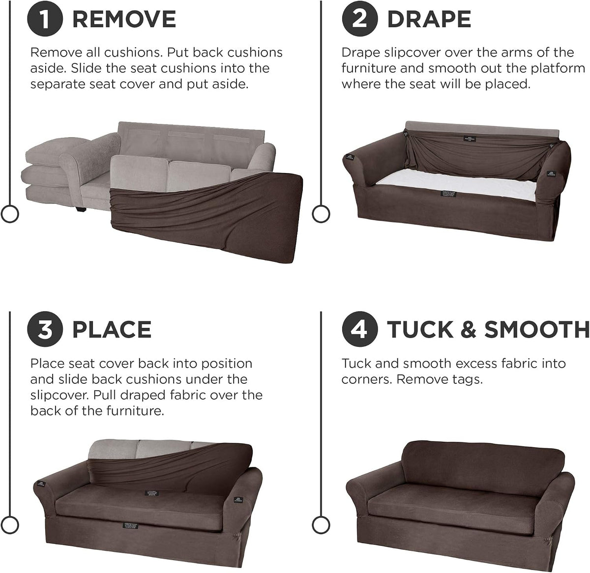 MAYTEX Pixel Ultra Soft Stretch 2 Piece Furniture Cover Loveseat Slipcover, Chocolate (4300512)