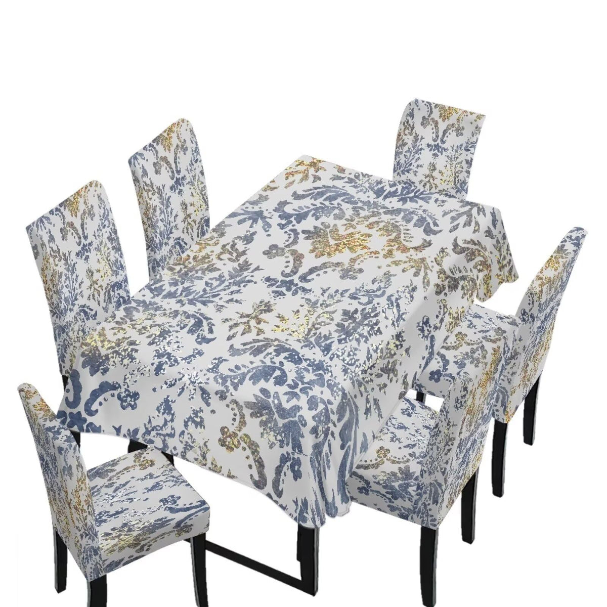 Thanksgiving Themed Dining Room Chair Cover and Tablecloths 5 Packs, Fall Leaf Print Kitchen Chair Seat Slipcovers Anti-Wrinkle Table Protector for Thanksgiving Day Party