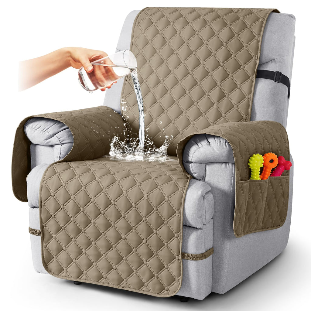 TAOCOCO 100% Waterproof Loveseat Recliner Covers Reversible, Charcoal Gray