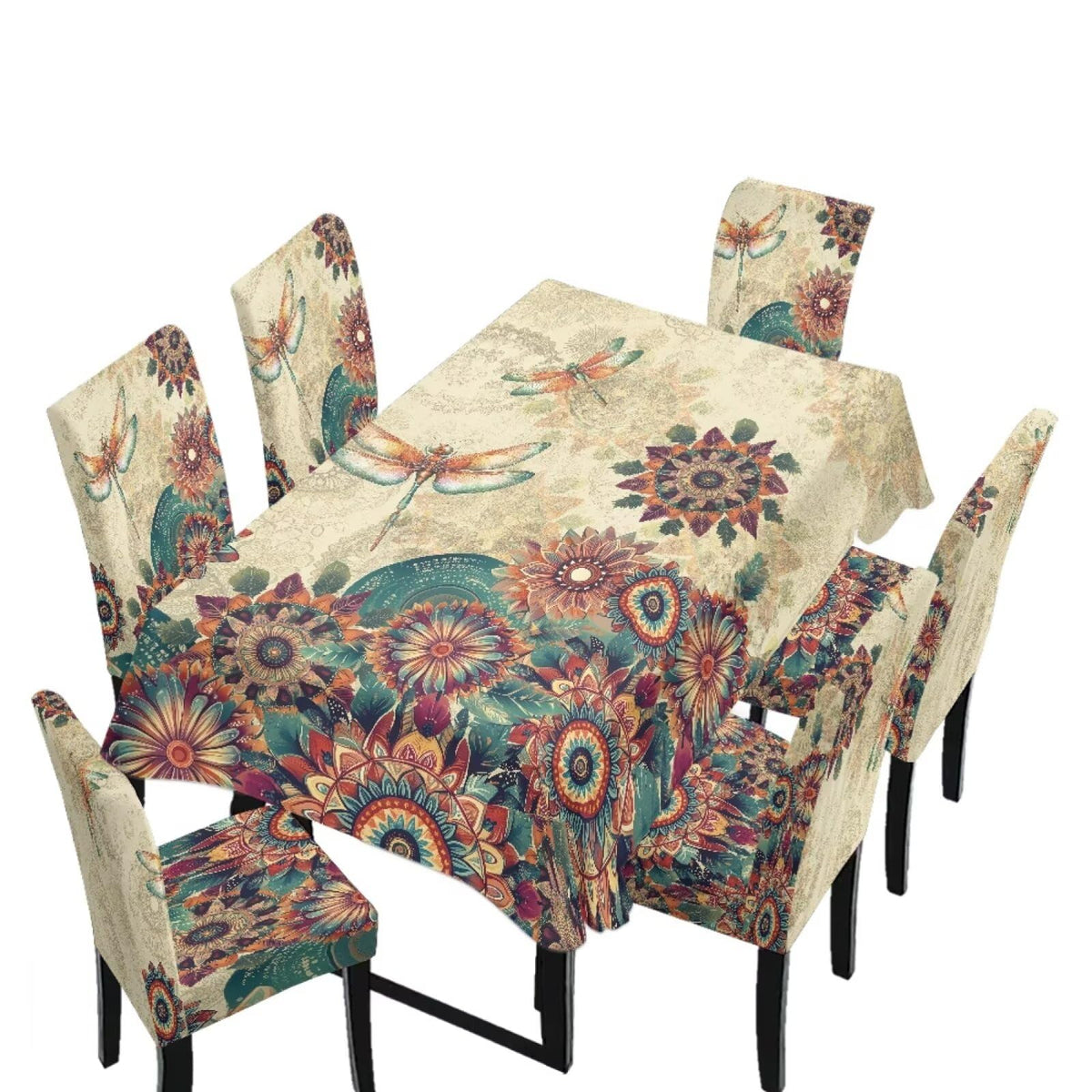 Dining Table Chair Covers 5 Pack, Removable Parsons Chair Slipcovers Dust Proof Tablecloths Scratch Resistant Seat Protector for Dining Room, Sunflower Honeycomb Bee Print Yellow