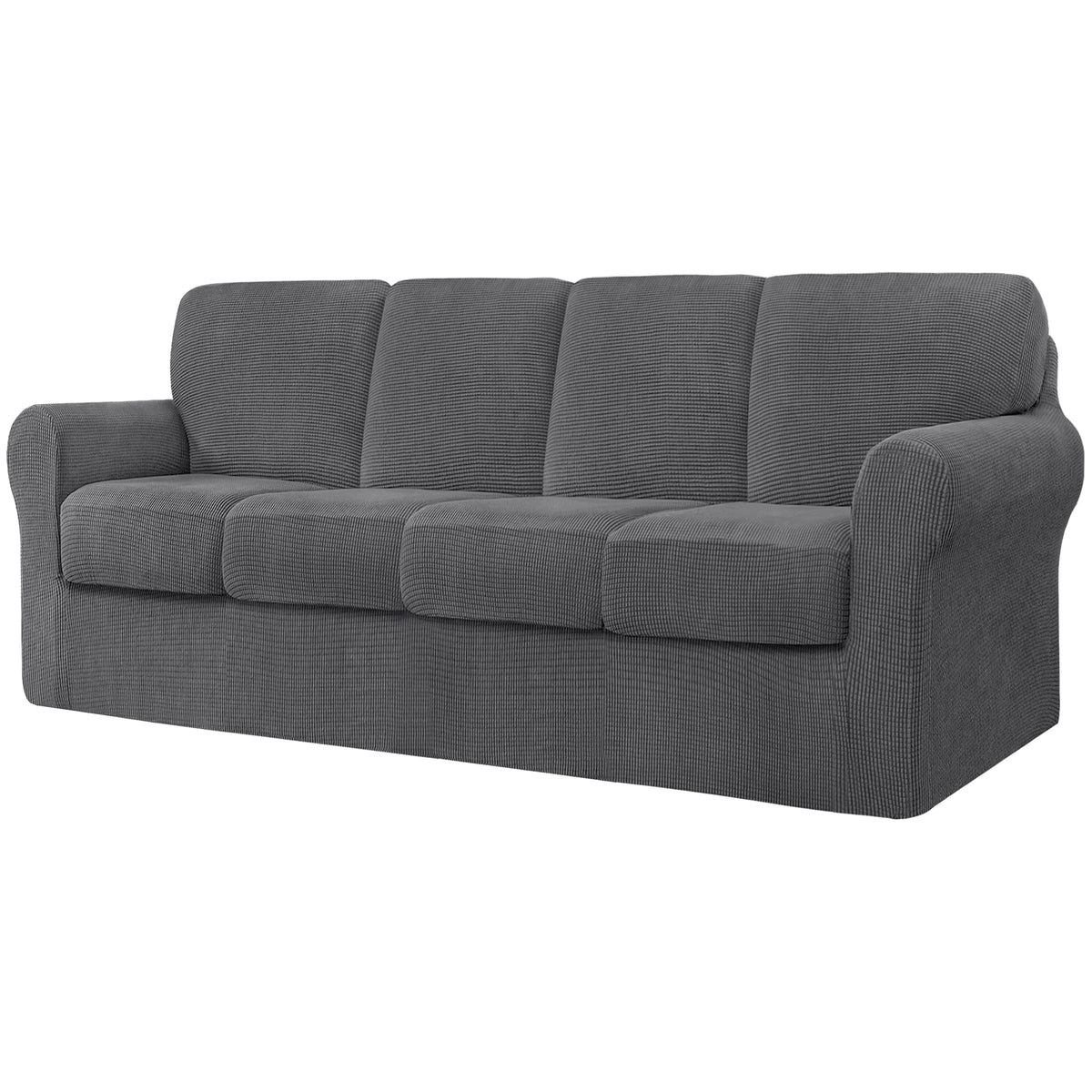 CHUN YI 5 Piece Stretch Couch Covers for Sofa, Loveseat, Grey