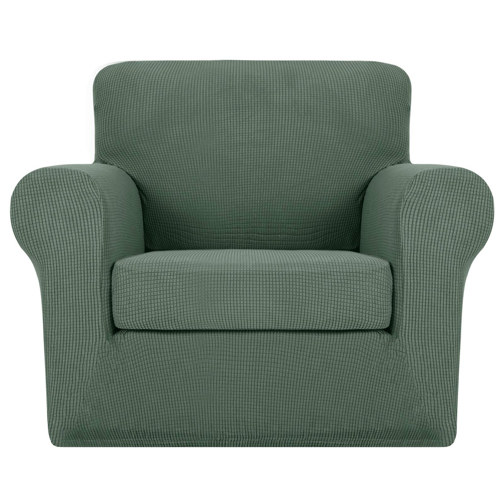 MAXIJIN 2 Piece Couch Covers for 2 Cushion Couch Super Stretch Loveseat Slipcover Dogs Pet Proof Fitted Furniture Protector Spandex Non Slip Sofa Love Seat Cover Washable (Loveseat, Gray)