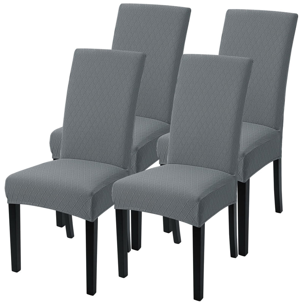 SearchI Dining Room Chair Covers Set of 6, Stretch Jacquard Parsons Chair Slipcovers Super Fit Removable Washable Kitchen Chair Protector Cover for Dining Room, Hotel, Ceremony (Beige Rhombus)